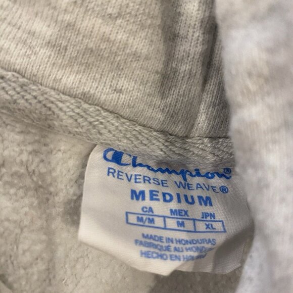 Champion Men's Reverse Weave Hoodie Sweatshirt Old English Logo Silver Gray M - Picture 10 of 10